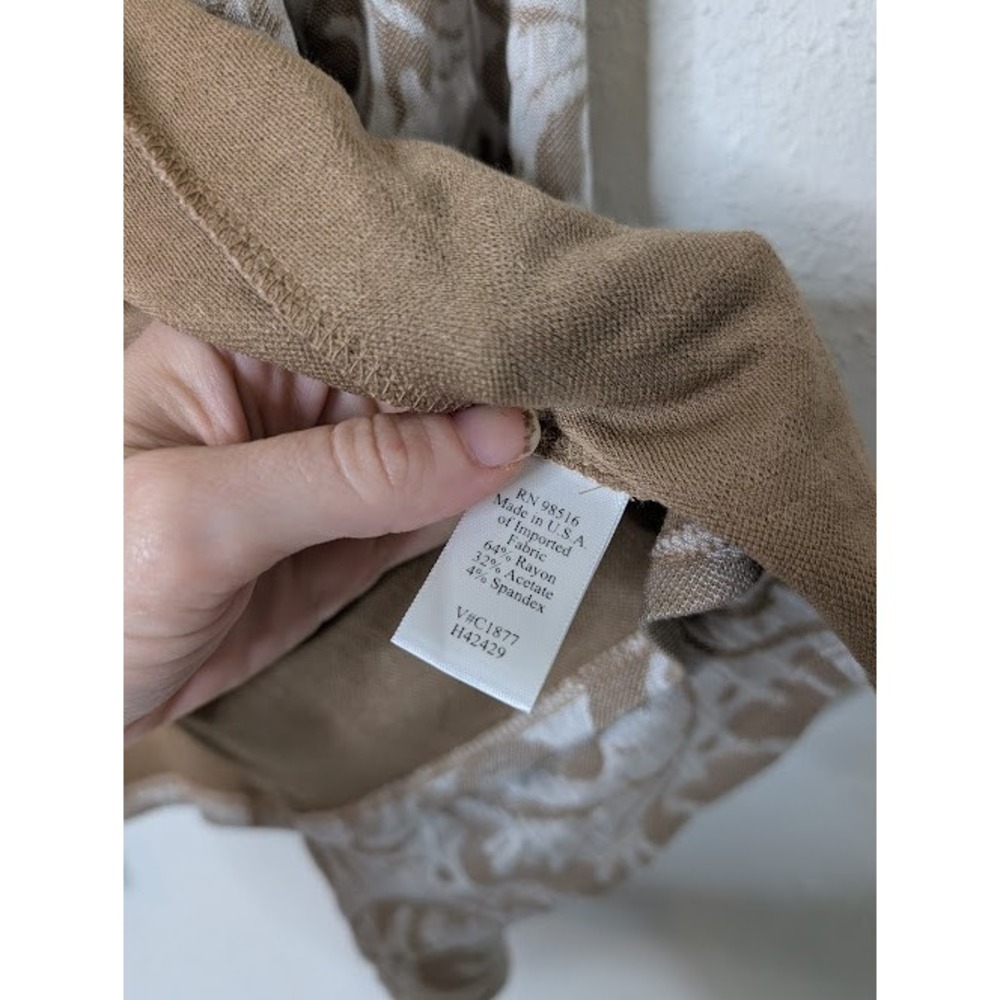 Coldwater Creek Cardigan Size 1X Travel Floral Stretch Tan White Boho Artsy - Picture 4 of 5